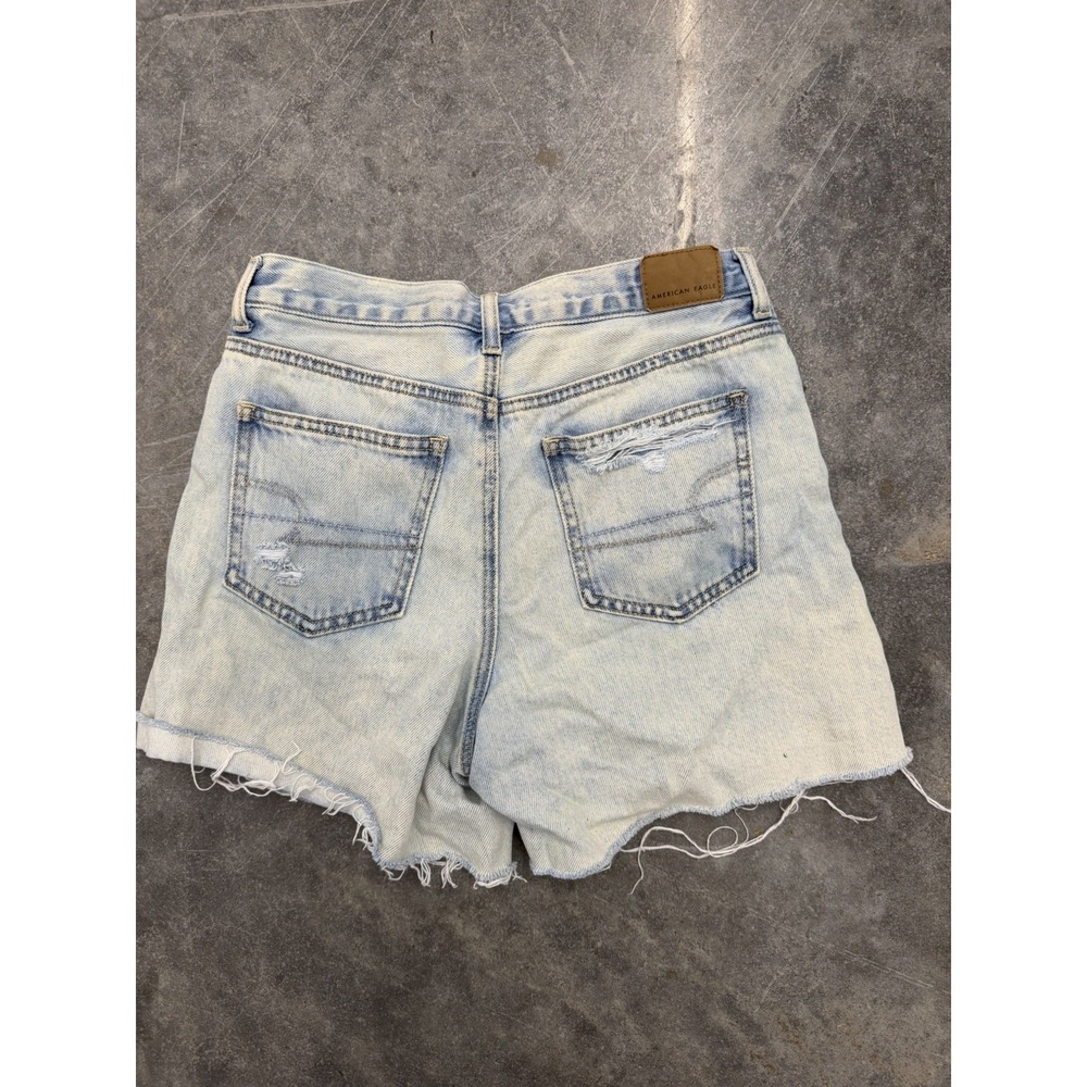 American Eagle Mom Denim Shorts Distressed Womens 2 Blue Cutoff Thrashed - Picture 8 of 8